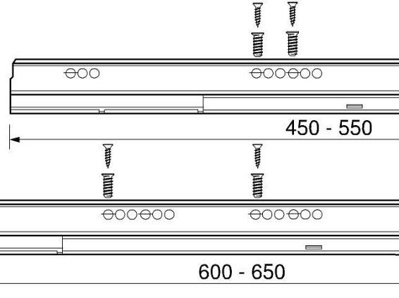 TANDEMBOX, направляющие с BLUMOTION, 50кг, 650мм, комплект
