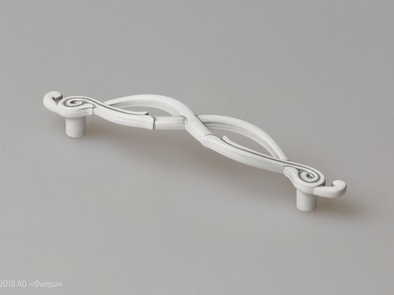 FS188 мебельная ручка-скоба 96 мм серебро прованс с белой матовой патиной