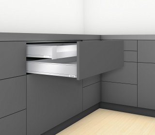 Внутренний ящик LEGRABOX pure TIP-ON BLUMOTION (высота M 90,5, глубина 400 мм, до 40 кг), под вставку, терра-черный