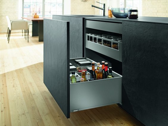 Ящик LEGRABOX pure TIP-ON BLUMOTION (высота F 241, глубина 500 мм, до 70 кг), терра-черный